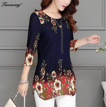 Load image into Gallery viewer, Slim floral long Shirt Female Casual Slim