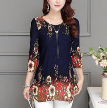 Load image into Gallery viewer, Slim floral long Shirt Female Casual Slim