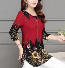 Load image into Gallery viewer, Slim floral long Shirt Female Casual Slim