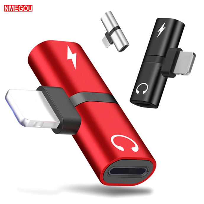 2 In 1 Dual Ports Headphone Adapter Phone Case for IPhone X XR XS Max 7 8 Plus 8Plus Xsmax Charger Audio Alloy Cover Accessories